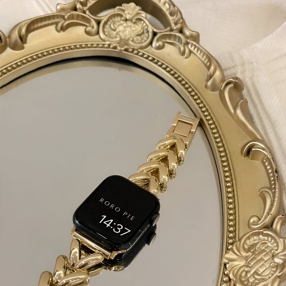 Apple Watch Band Adjustable Stylish Strap Silver Stainless Chain Band - Gold - Picture 12 of 12